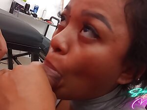 My Stepsister Visits Me At Work And Eats My Cock