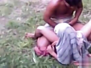 Indian girl fucked in the grass by desperate guy